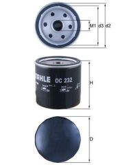 MAHLE OC232 YAĞ FİLTRESİ FIESTA 1.8DI-FOCUS 1.8TDCI-1.8DI/TDDİ-1.8T-CONNECT 02>14 1.8TDCI TRANSIT T15-T12 2.5T D 95>01