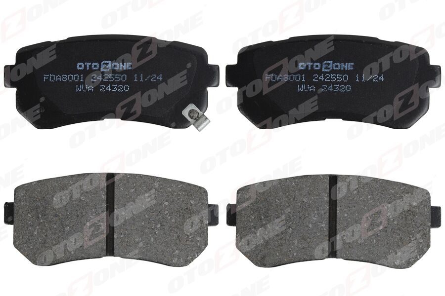 OTOZONE FDA8001 ARKA FREN BALATA HYUNDAI ACCENT ERA 1.4L G4EE 06-10 / İ30 1.4L 1.6L 08-> / İX35 1.6L G4FD GDİ 11-> / KIA CEED 1.4L 1.6L 07-> / SPORTAGE 1.6L G4FD GDİ 09-> / RIO 1.4L 1.6L 05-> Sürtünme yüzeyi düz