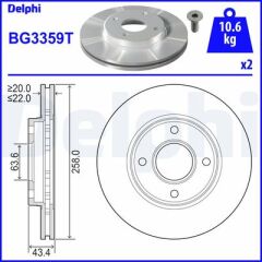 DELPHI BG3359T ÖN FREN AYNASI FOCUS 98-04 FIESTA 1.4TDCİ 96>FUSION 02>KA 03>MAZDA 2 03> 258x22x4DLxHAVALI 8213017