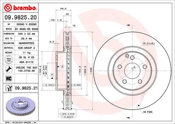 BREMBO 09982521 FREN DISKI ON MERCEDES C219 W211 S211 X204