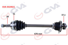 GVA 4419021 AKS KOMPLE SOL RENAULT MASTER II 98>06 OPEL MOVANO A 98>01 1.9dCi 2.2dCi 2.5dCi 2.8dCi 51DİŞ 670mm