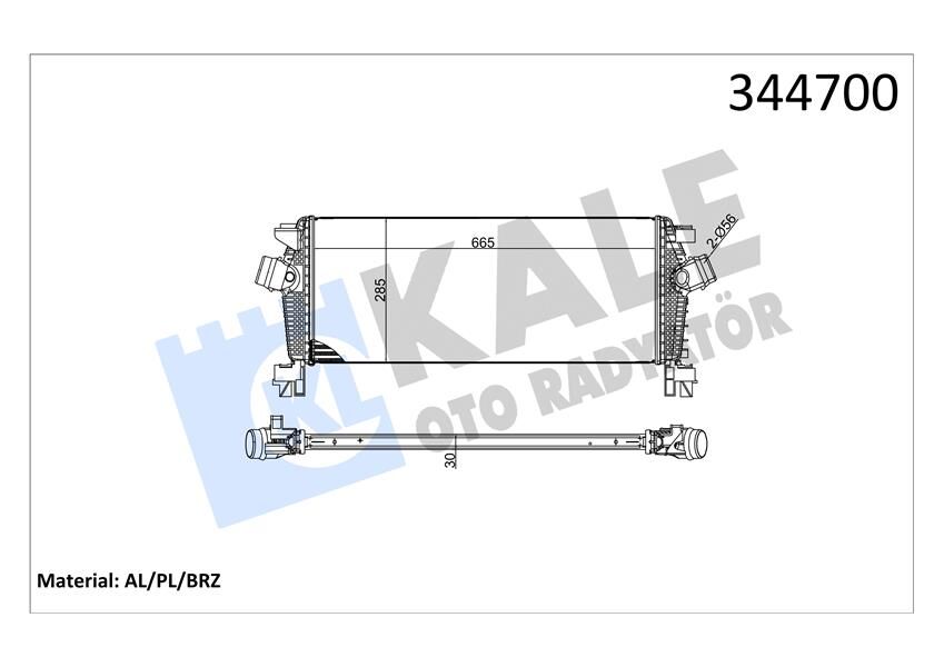 KALE 344700 TURBO RADYATÖRÜ INTERCOOLER ASTRA J-CRUZE J308 -ZAFIRA TOURER C AL/PL/BRZ 665x280x30