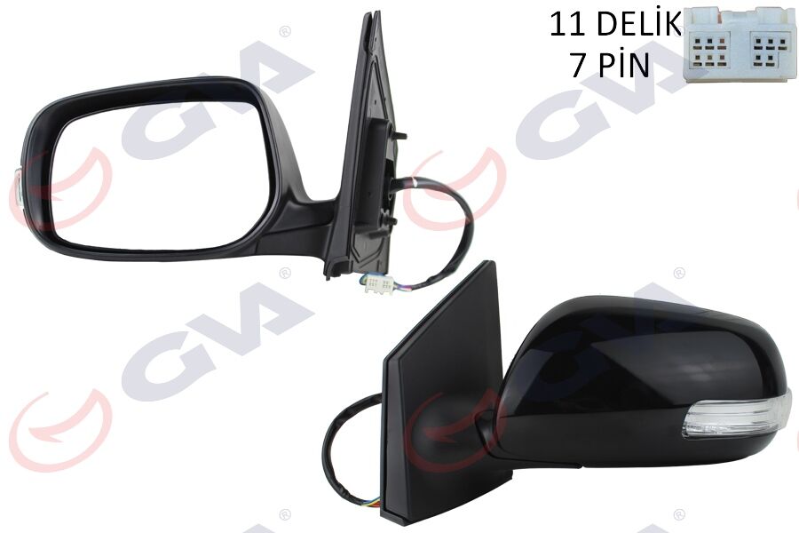 GVA 1071140 DIŞ DİKİZ AYNASI SOL COROLLA 10> ELEKTRİKLİ ISITMALI KATLANIR SİNYALLİ ASTARLI ASFERİK 7 FİŞ VM-6264NEBAL