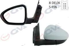 GVA 1029211 DIŞ DİKİZ AYNASI SOL EGEA 15> ELEKTRİKLİ ISITMALI ASTARLI KONVEKS 5 FİŞ VM-6157EHPL