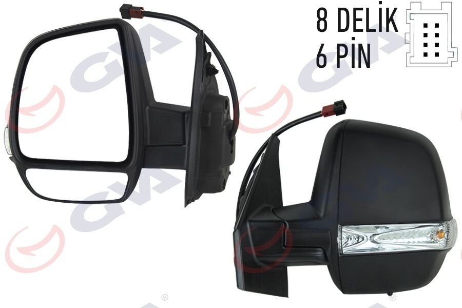 DIŞ DİKİZ AYNASI SOL DOBLO 11> ELEKTRİKLİ ISITMALI SİNYALLİ ÇİFT CAM KONVEKS 6 FİŞ VM-669EHPL