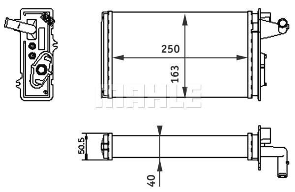 MAHLE AH141000S KALORİFER RADYATÖRÜ FIAT TEMPRA 95>01 TİPO 95>01 ALFA ROMEO 145 95>01 146 94>01 155 92>97 250x163x40 MUSLUKLU