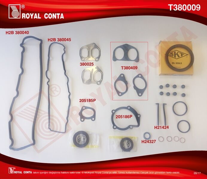 ROYAL T380009 MOTOR TAKIM CONTA SKT KEÇELİ LASTİKLİ PARTNER-BERLINGO-C15-JUMPY-XSARA 1.9 DW8