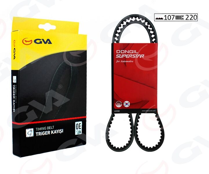 GVA 58107220 TRİGER KAYIŞI MAZDA 323 1.6L B6 BG kasa 89-95 / KIA PRIDE 1.3L B3 16v 94-> / RIO 1.3L A3E DC kasa 00-05 / SEPHIA 1.5L 1.6L FA kasa 95-97 107x220