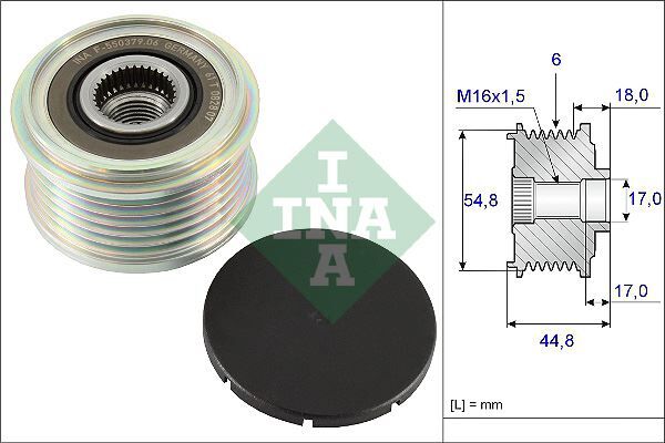 INA 535011410 ALTERNATÖR KASNAĞI CLIO II-MGN-KNG-SCENIC K4M-K4J-K9K-F4P 6 KANAL RULMANLI AYARLI