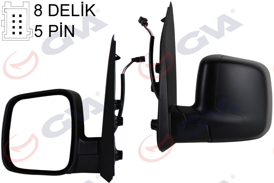 GVA 1029331 DIŞ DİKİZ AYNASI SOL FIORINO-BIPPER-NEMO 07> ELEKTRİKLİ ISITMALI KONVEKS 5 FİŞ VM-6115EHL