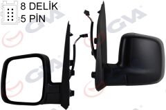 GVA 1029331 DIŞ DİKİZ AYNASI SOL FIORINO-BIPPER-NEMO 07> ELEKTRİKLİ ISITMALI KONVEKS 5 FİŞ VM-6115EHL