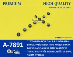 AYHAN A7891 HAVA FİLTRE LASTİĞİ VE TURBO RADYATÖR TAKOZ LASTİĞİ VE BURÇ TAKIM FIAT EGEA-DOBLO IV-PUNTO-LİNEA 1.4 VE TURBO RADYATÖR TAKOZ LASTİĞİ VE BURÇ TAKIM