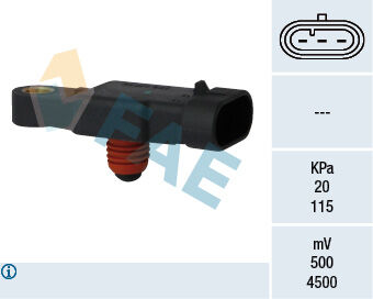 FAE 15117 EMME MANİFOLDU BASINÇ MAP SENSÖRÜ AVEO-KALOS 03>13 1.2 SPARK 0.8 05>10 MATIZ 05>13 0.8-1.0