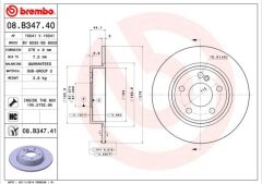BREMBO 08B34740 FREN DISKI ARKA MERCEDES W176 W246 C117