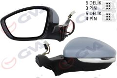 GVA 1043286 DIŞ DİKİZ AYNASI SOL P2008-P208 13> ELEKTRİKLİ ISITMALI SİNYALLİ ASTARLI KONVEKS VM-509EHPL