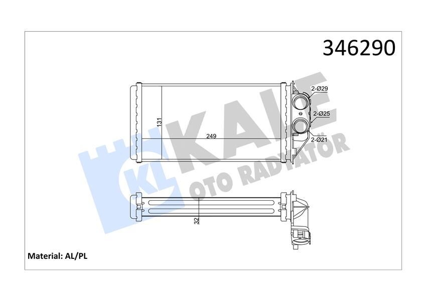 KALE 346290 KALORİFER RADYATÖRÜ 307 00> 249x130x33