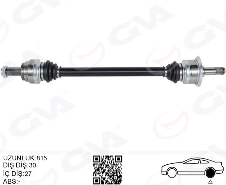 GVA 4499203 KOMPLE AKS ARKA SAG BMW N20 F10 F12 F13 F06 814MM DİŞ 30 DİFERANSİYEL DİŞ 27