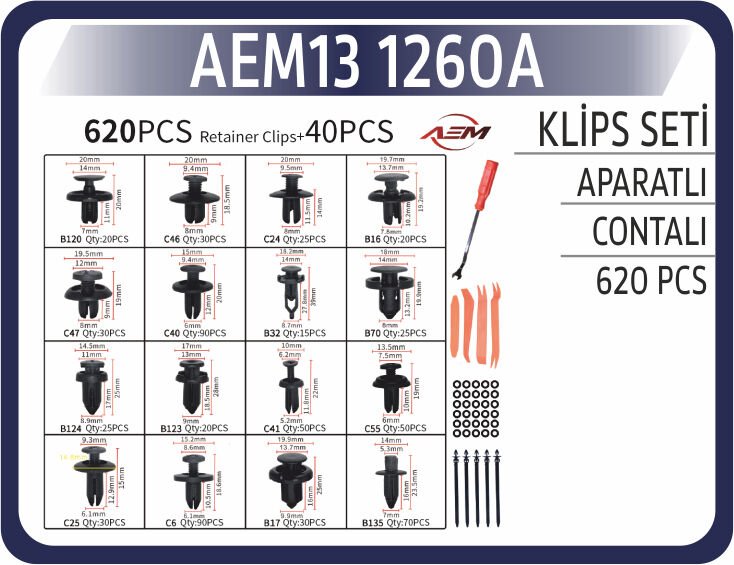 AEM13 1260A KLIPS SET APARATLI 620 ADET