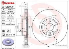 BREMBO 09C82011 FREN DISKI ON DEFENDER L663 DISCOVERY 5 L462 R.R 4 VOGUE L405 R.R SPORT 2 L494