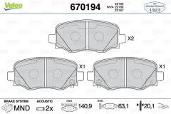VALEO 670194 ÖN FREN BALATASI FIAT 500X 14> JEEP RENEGADE 14> COMPASS 20> 1.3D MTJ 1.3TB 1.4 1.6D MTJ 1.6E-TORQ 2.0D MTJ