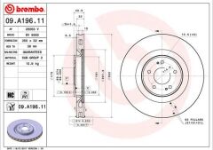 BREMBO 09A19611 FREN DİSKİ ÖN MITSUBISHI LANCER EVO X 2.0L 4B11 CZ4A 08-15 Adet disk fiyatıdır