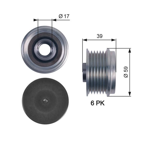 GATES OAP7113 ŞARJ DİNAMO ALTERNATÖR KASNAĞI ASTRA H-CORSA C-D-COMBOC-D-MERIVA-TIGRA-DOBLO-FIORINO-PUNTO-PALIO- 1.0-1.2-1.4-1.3 CDTI