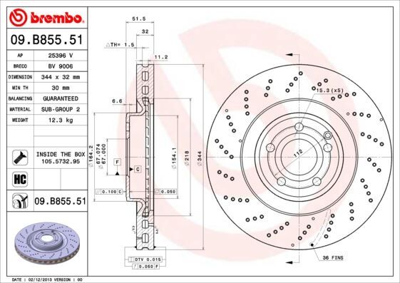 BREMBO 09B85551 FREN DISKI ON MERCEDES CLS-CLASS C218 X218