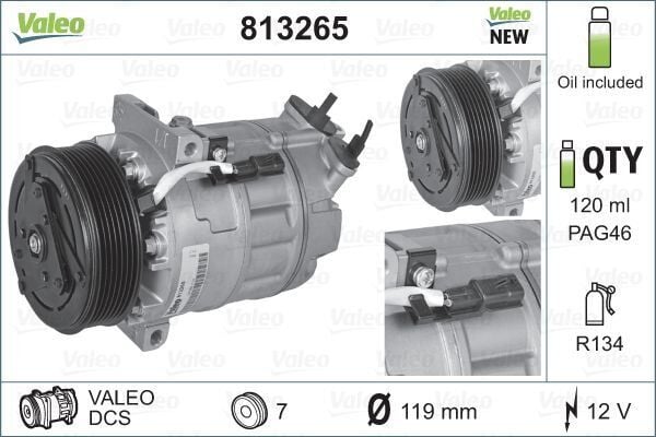 VALEO 813265 KLİMA KOMPRESÖRÜ VIVARO B 14>19-MOVANO B 10> TRAFIC III 14>19 MASTER III 10> 1.6dCi R9M 2.3dCi M9T