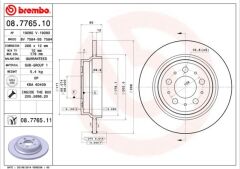 BREMBO 08776510 ARKA FREN AYNASI VOLVO S60 01-10 S70 01-05 S80 98-06 XC70 00-07 288x12x5DL DELYKLY 986478495-DF4066