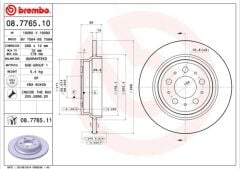 BREMBO 08776510 ARKA FREN AYNASI VOLVO S60 01-10 S70 01-05 S80 98-06 XC70 00-07 288x12x5DL DELYKLY 986478495-DF4066