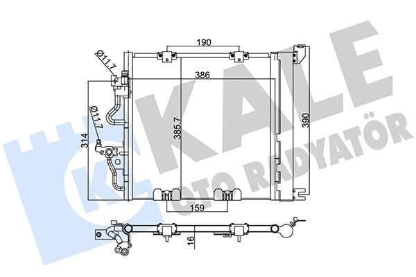 KALE 393600 KLİMA RADYATÖRÜ KONDENSERİ OPEL ASTRA H 04>10 ZAFIRA B 05>15 1.3-1.7-1.9 CDTI-DT-DTH-DTL AL/AL 405x385x18