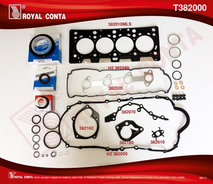 ROYAL T382000 ÜST KAPAK TAKIM CONTA CLIO-MGN-KNG 1.5 DCI K9K REİNZ KEÇELİ