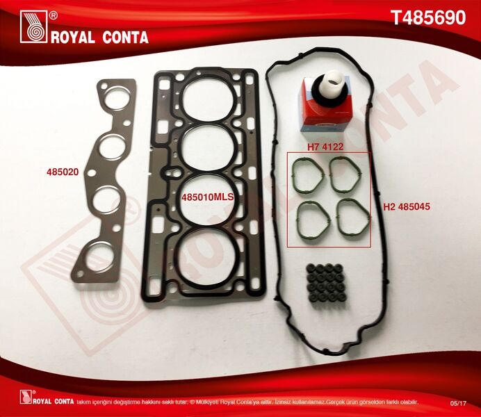 ROYAL T485690 MOTOR TAKIM CONTA CLIO II 01>06 CLIO III 05>14 CLIO IV 12>SYMBOL II 08>14 LOGAN 04> SANDERO 08> 1.2 16V D4F