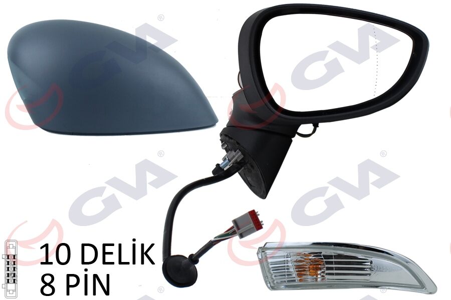 GVA 1037231 DIŞ DİKİZ AYNASI SAĞ FORD FİESTA 13> ELEKTRİKLİ ISITMALI KATLANIR ASTARLI 10 DELİK-8 PİN 10 FİŞ VM-6326NEBAR 1748313