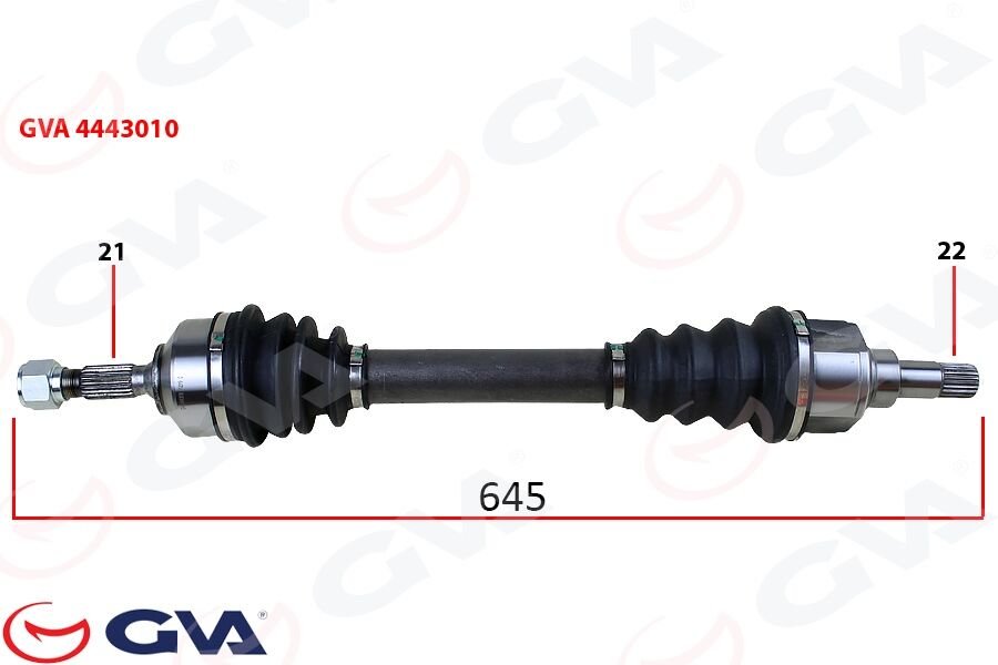 GVA 4443010 KOMPLE AKS SOL PEUGEOT 206 1.4-1.6 TU5 98-06 645mm