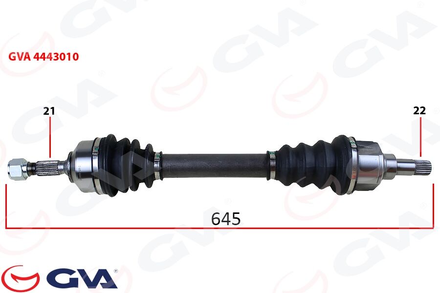 GVA 4443010 KOMPLE AKS SOL PEUGEOT 206 1.4-1.6 TU5 98-06 645mm