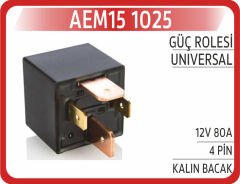 AEM15 1025 GÜÇ ROLESİ 12V 80A 4 PİN KALIN BACAK