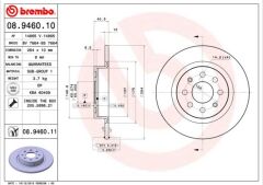 BREMBO 08946011 ARKA FREN AYNASI CORSA E 14> ADAM 13> PUNTO EVO-GRANDE PUNTO 05> 264x10x4DLxHAVALI 15 İNÇ 55700592