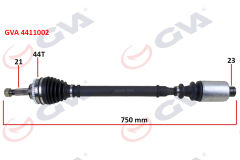 GVA 4411002 KOMPLE AKS SAĞ MEGANE I 1.4/1.6 96-03 ABS Lİ 44DİŞ 742mm