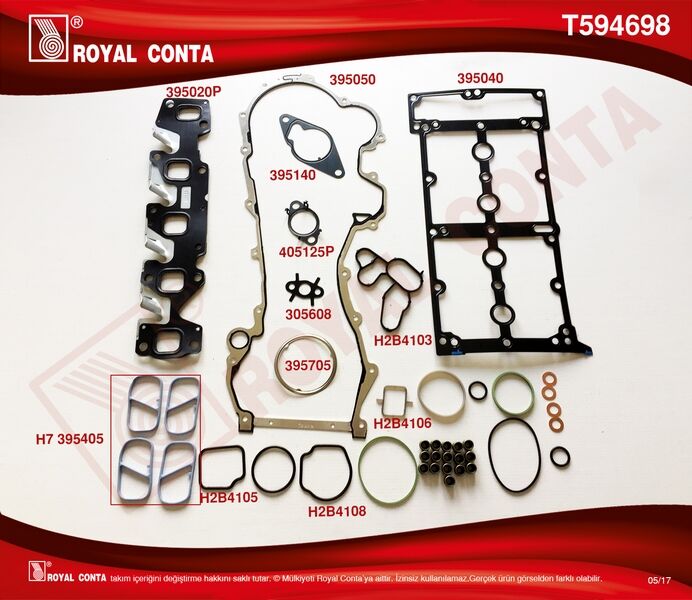 ROYAL T594698 ÜST TAKIM CONTA DOBLO-PUNTO-500 1.3MTJ 10 > SKC SİZ-SUBAP LASTİKLİ