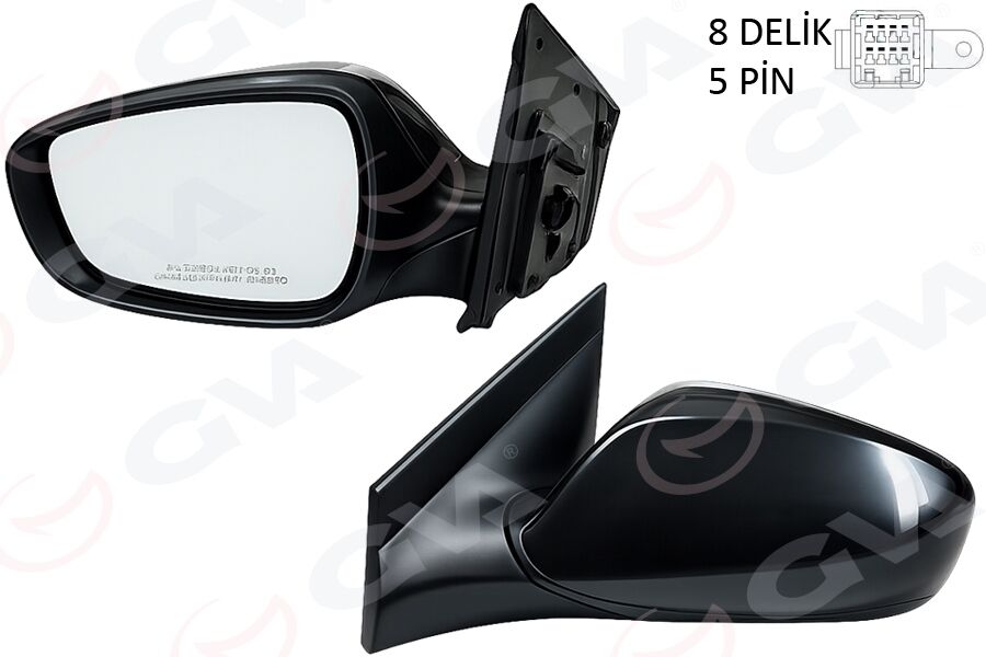 GVA 1091135 DIŞ DİKİZ AYNASI SOL BLUE 12> ELEKTRİKLİ ISITMALI SİYAH KAPAK DÜZ CAM 5 FİŞ VM-6451EL
