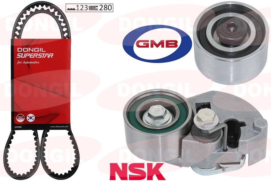 DONGIL KIT123RU28 TRİGER KAYIŞ SETİ EKSANTRİK SETİ HYUNDAI ACCENT ADMIRE GETZ 1.5L D3EA 02-05 / TUCSON SANTAFE 2.0L 2.2L D4EA D4EB 04-09 / SONATA 2.0L 06-11 / KIA SPORTAGE 2.0L D4EA 04-10 1 KAYIŞ 2 RULMAN 123x280