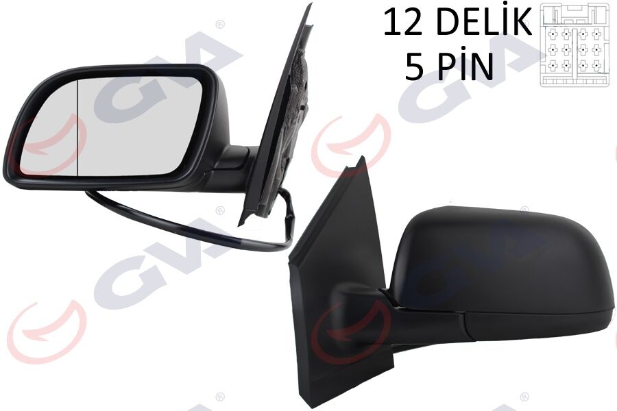GVA 1075436 DIŞ DİKİZ AYNASI SOL POLO 02> ELEKTRİKLİ ISITMALI ASFERİK 5 FİŞ VM-194EHAL