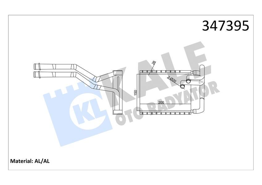KALE 347395 KALORİFER RADYATÖRÜ HYUNDAI İ30 1.4L 1.6L G4FA G4FC benzinli 07-12 1.6L D4FB dizel 07-11 - ALEMİNY UM