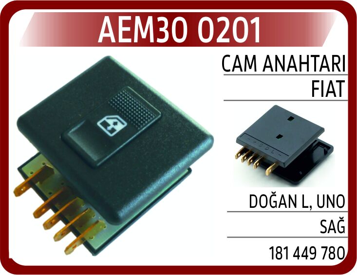 AEM30 0201 CAM ANAHTARI FIAT DOĞAN L-UNO SAĞ 89-93