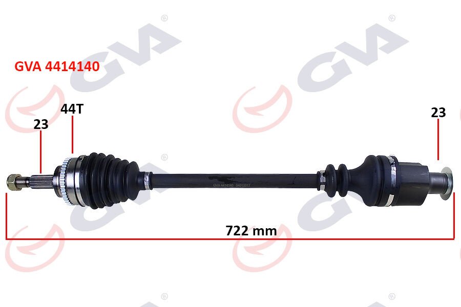 GVA 4414140 KOMPLE AKS SAĞ CLIO 2-KANGOO 2 1.5 DCI 02> ABS Lİ 724mm 44DİŞ Kalın Freze