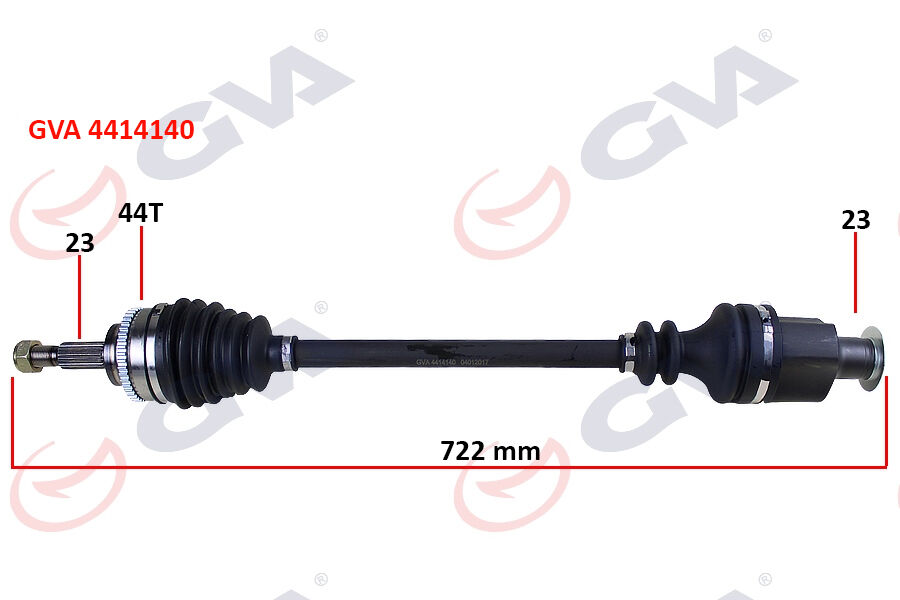 GVA 4414140 KOMPLE AKS SAĞ CLIO 2-KANGOO 2 1.5 DCI 02> ABS Lİ 724mm 44DİŞ Kalın Freze