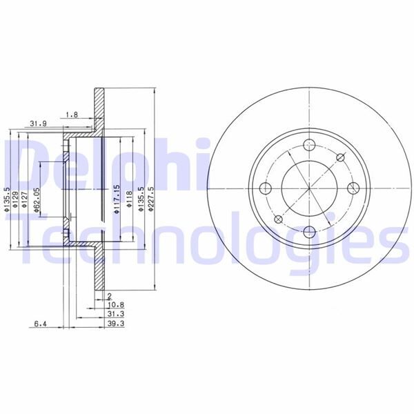 DELPHI BG2147 ÖN FREN AYNASI M131 1600 227x10.8x4DL