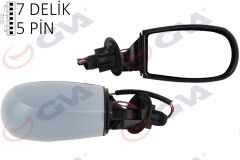 GVA 1028211 DIŞ DİKİZ AYNASI SAĞ PUNTO 04> ELEKTRİKLİ ISITMALI SİYAH ASTARLI KONVEKS 5 FİŞ VM-156EHPR