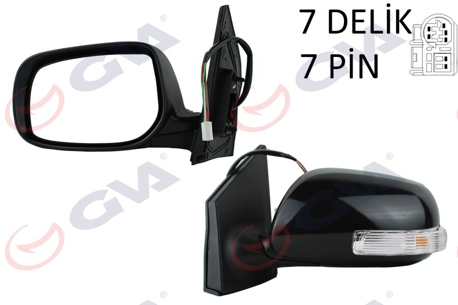 GVA 1071132 DIŞ DİKİZ AYNASI SOL COROLLA 08> ELEKTRİKLİ ISITMALI KATLANIR SİNYALLİ ASTARLI KONVEKS 7 FİŞ VM-6263EBL